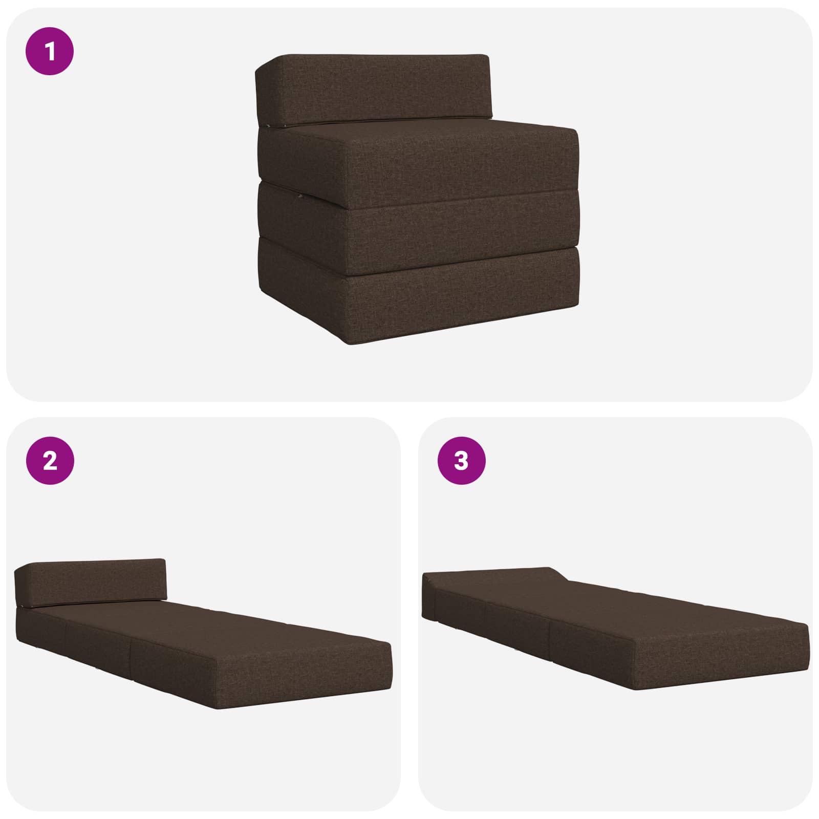 Κρεβάτι Καναπέ Αναδιπλούμενο Taupe 200 x 70 x 10 εκ. Ύφασμα - Pakobazaar