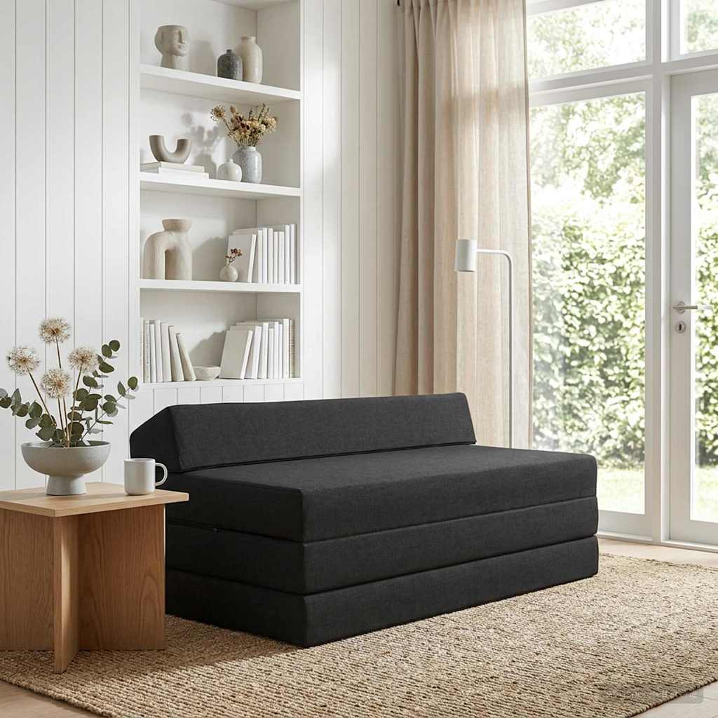 Κρεβάτι Καναπέ Αναδιπλούμενο Μαύρο 120 x 60 x 49 εκ Ύφασμα - Pakobazaar