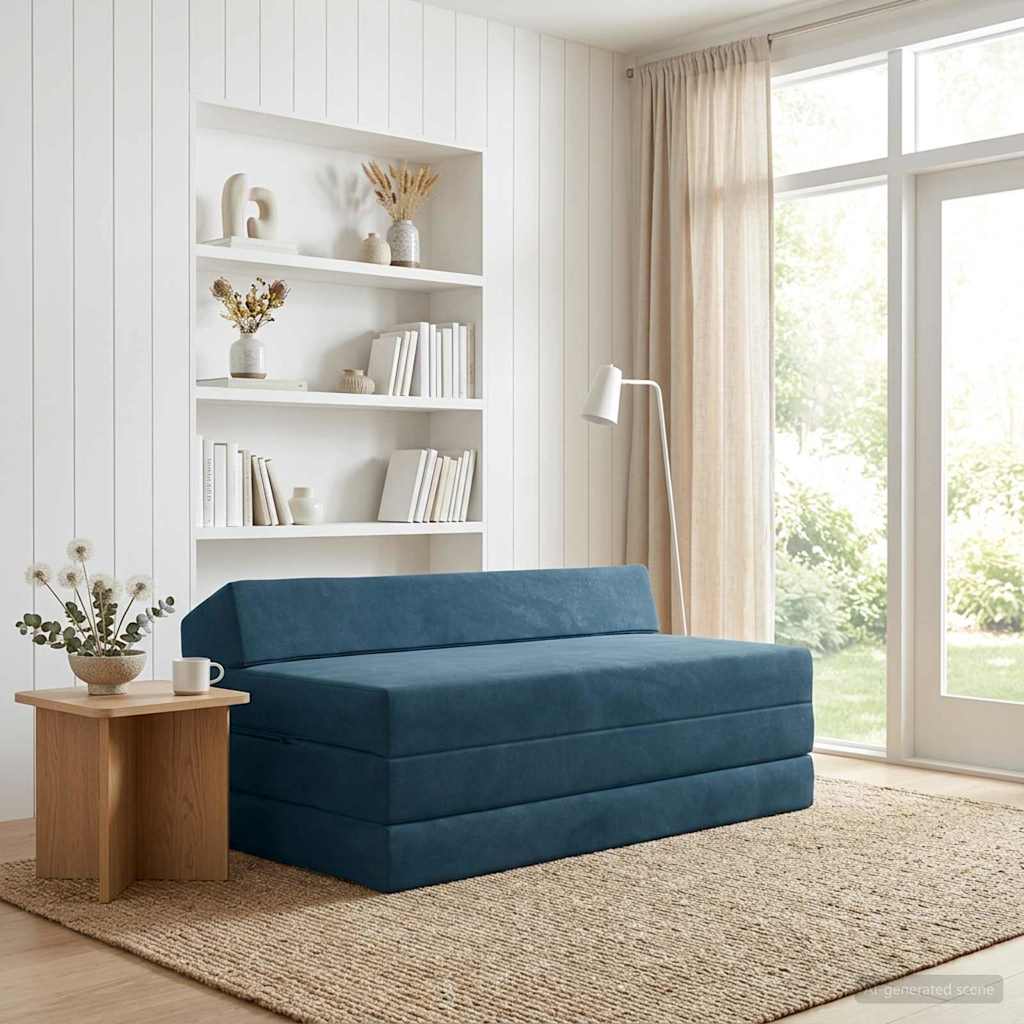 Κρεβάτι Καναπέ Αναδιπλούμενο Μπλε 120 x 60 x 49 εκ Ύφασμα - Pakobazaar