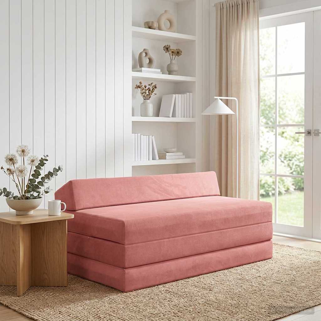 Κρεβάτι Καναπέ Αναδιπλούμενο Ροζ 120 x 60 x 49 εκ Ύφασμα - Pakobazaar