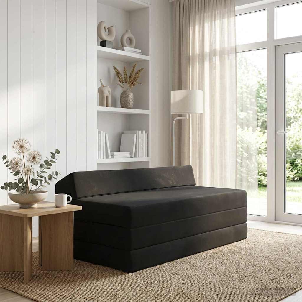 Κρεβάτι Καναπέ Αναδιπλούμενο Μαύρο 120 x 60 x 49 εκ Ύφασμα - Pakobazaar