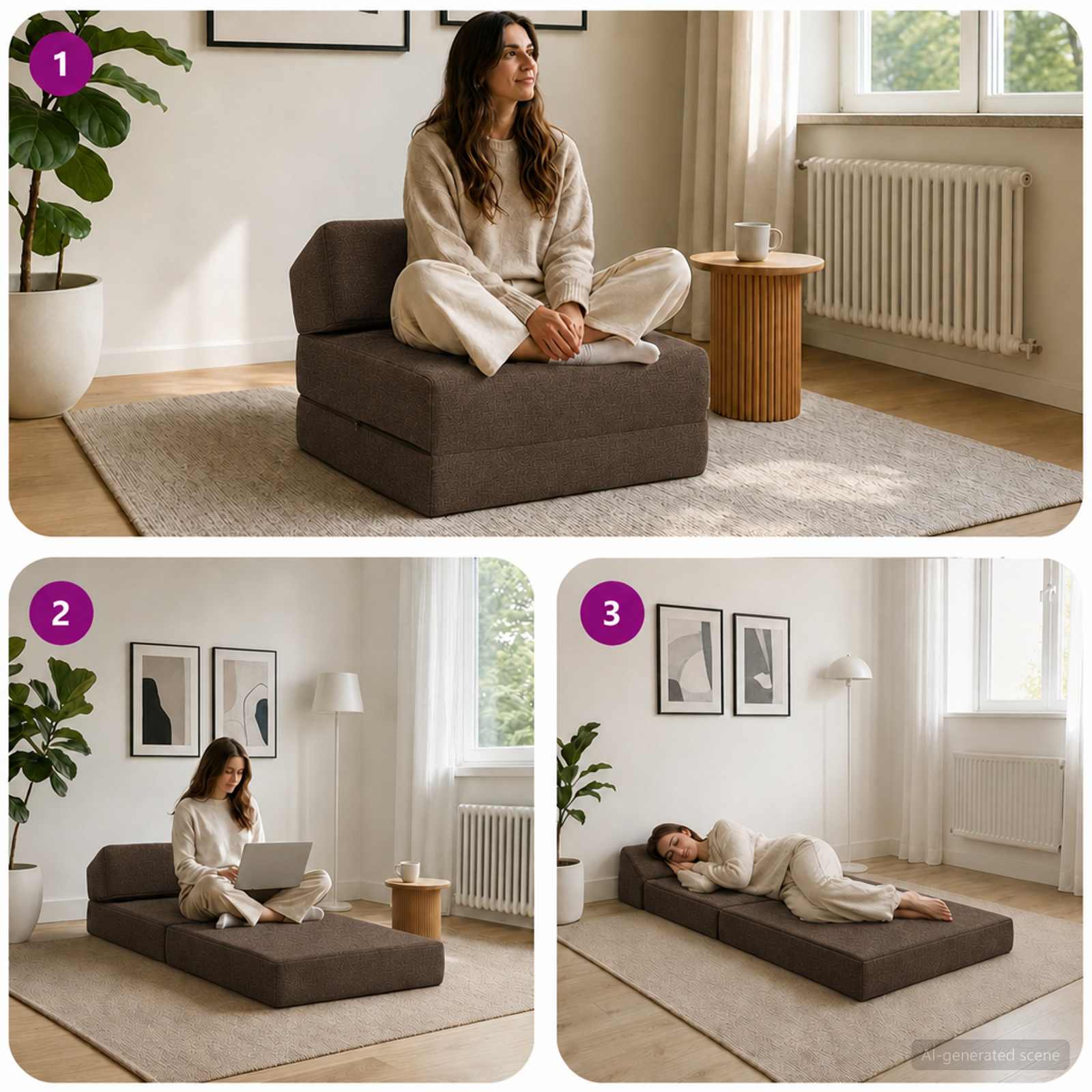 Κρεβάτι Καναπέ Αναδιπλούμενο Taupe 60 x 70 x 41 εκ Ύφασμα