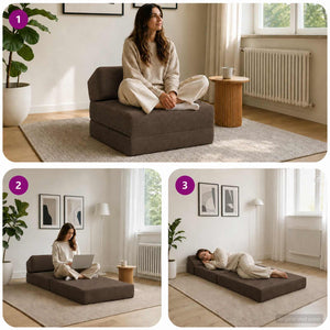 Κρεβάτι Καναπέ Αναδιπλούμενο Taupe 60 x 70 x 41 εκ Ύφασμα