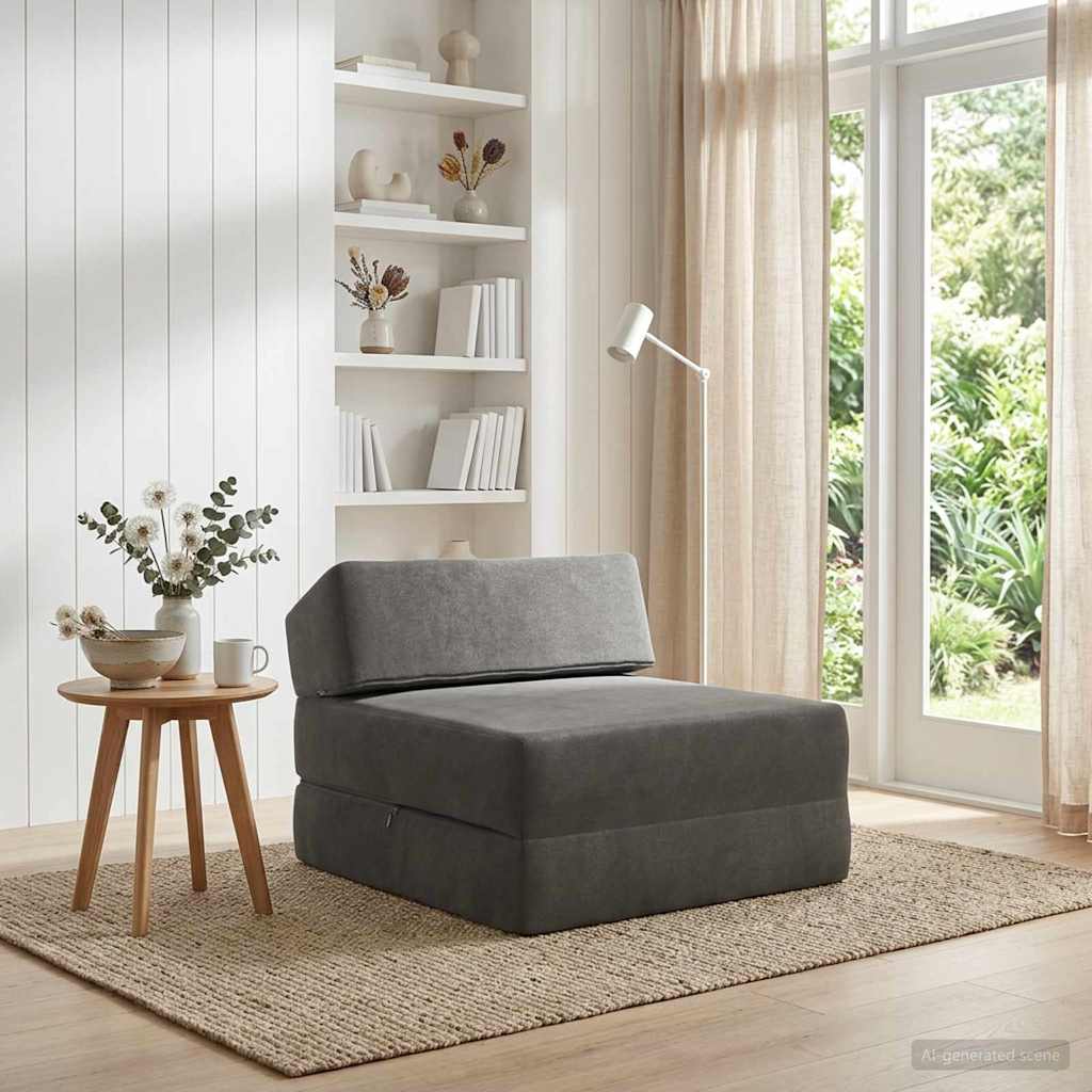 Κρεβάτι Καναπέ Αναδιπλούμενο Σκούρο Γκρι 60 x 70 x 41 εκ Ύφασμα - Pakobazaar