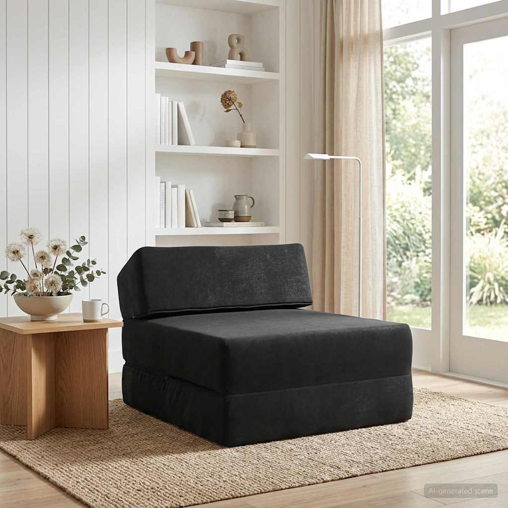 Κρεβάτι Καναπέ Αναδιπλούμενο Μαύρο 60 x 70 x 41 εκ Ύφασμα - Pakobazaar