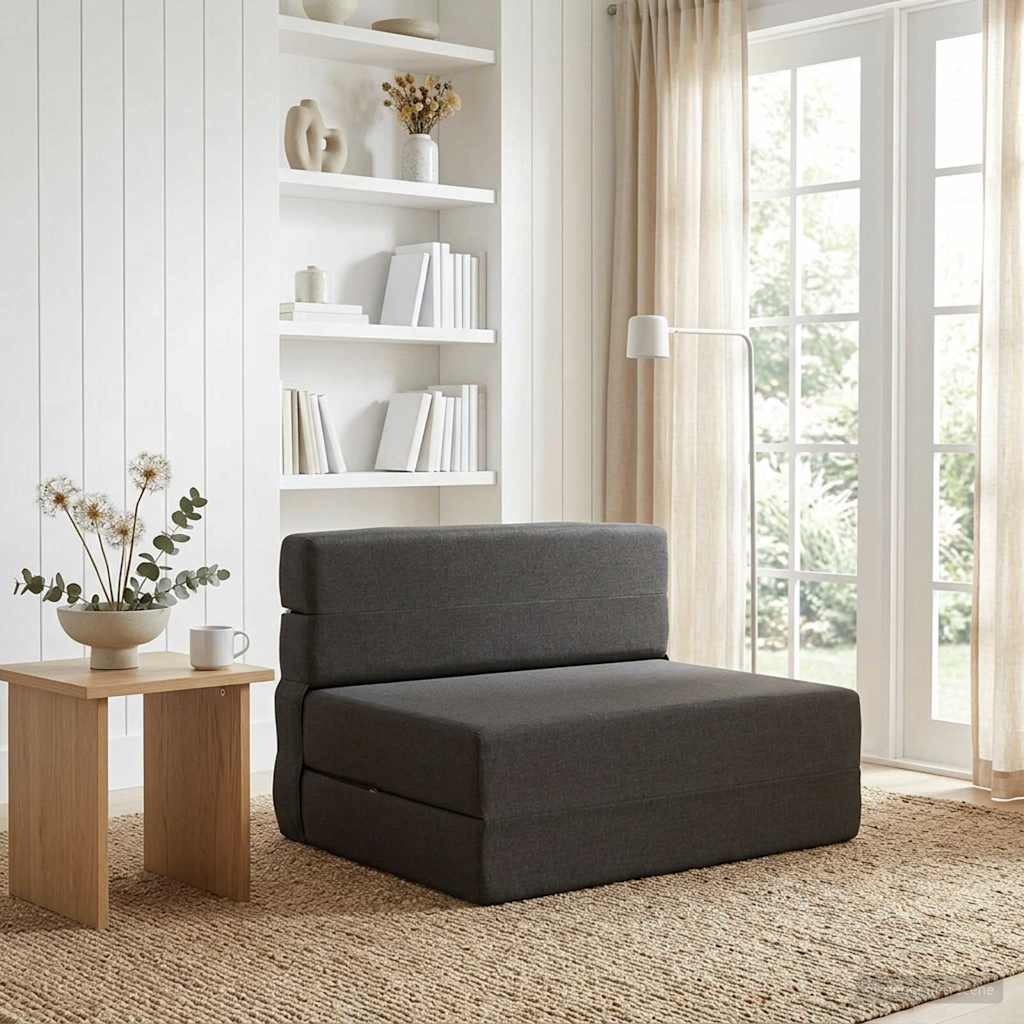 Κρεβάτι Καναπέ Αναδιπλούμενο Σκούρο Γκρι 70 x 72 x 60 εκ Ύφασμα - Pakobazaar