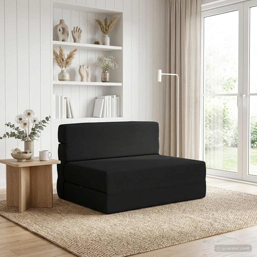 Κρεβάτι Καναπέ Αναδιπλούμενο Μαύρο 70 x 72 x 60 εκ Ύφασμα - Pakobazaar