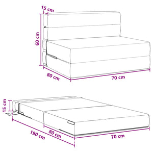 Φορητός Καναπές Κρεβάτι Taupe 190 x 70 x 15 εκ. ύφασμα - Pakobazaar