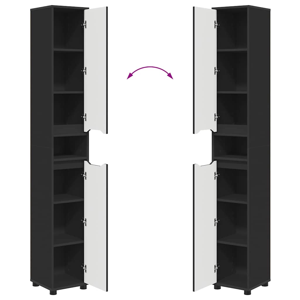 Ντουλάπι Μπάνιου Μαύρο 30,5 x 30 x 195 εκ Επεξεργασμένο ξύλο - Pakobazaar