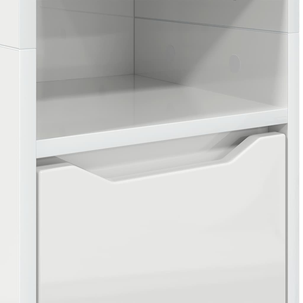 Ντουλάπι Μπάνιου Υψηλής γυαλάδας λευκό 30,5 x 30 x 195 εκ - Pakobazaar