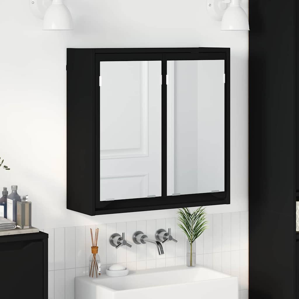 Καθρέφτης Ντουλάπα Μπάνιου με ράφι Μαύρο 60 x 20 x 60 cm - Pakobazaar