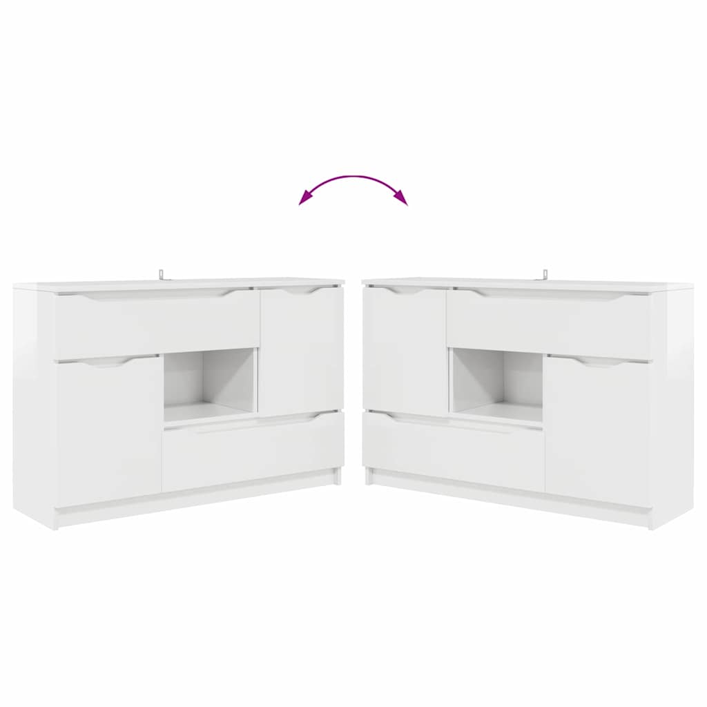 Πλαϊνό γραφείο με συρτάρι Υψηλής γυαλάδας λευκό 100 x 30 x 65,6 - Pakobazaar