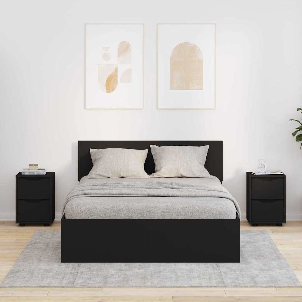 Κομοδίνα 2 pcs Μαύρο 30,5 x 30 x 43 εκ Επεξεργασμένο ξύλο - Pakobazaar