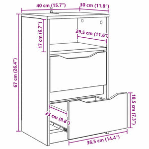 Κομοδίνα 2 τεμ. Λευκό 40 x 30 x 467 εκ Επεξεργασμένο Ξύλο