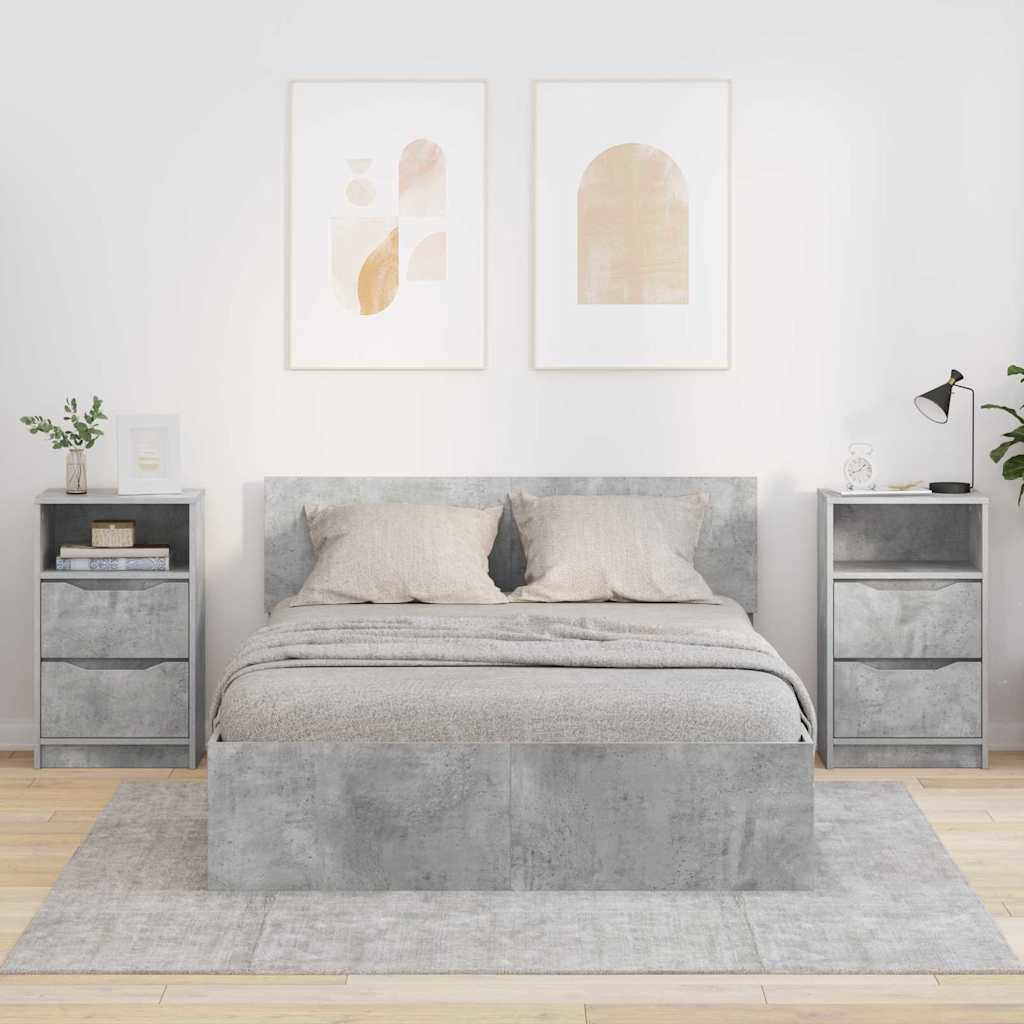 Κομοδίνα με συρτάρι 2 pcs Σκυρόδεμα Γκρι 40 x 30 x 467 εκ