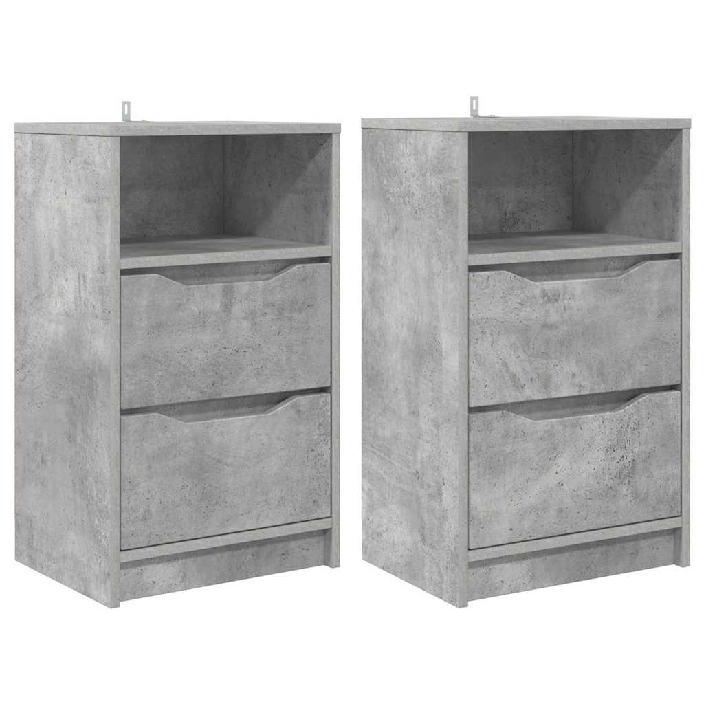 Κομοδίνα με συρτάρι 2 pcs Σκυρόδεμα Γκρι 40 x 30 x 467 εκ