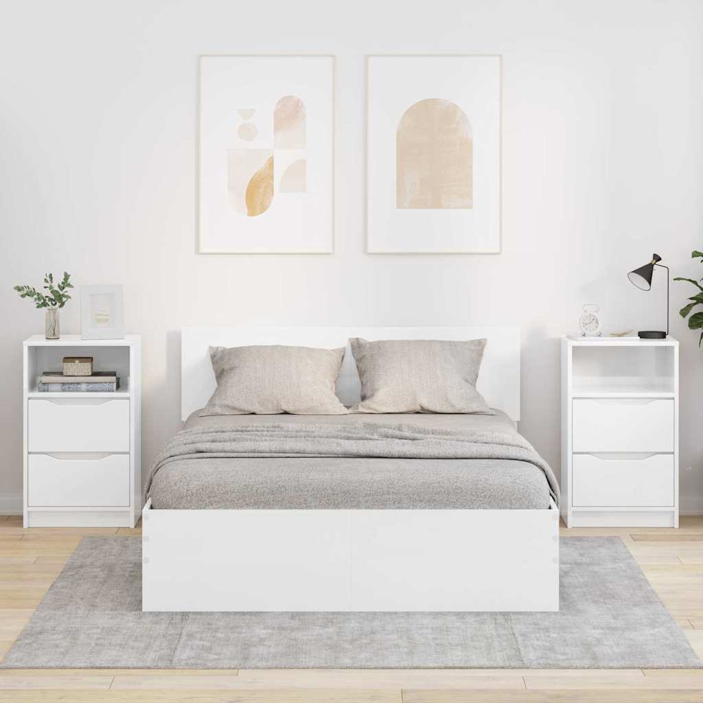 Κομοδίνα 2 pcs Υψηλής γυαλάδας λευκό 40 x 30 x 467 εκ