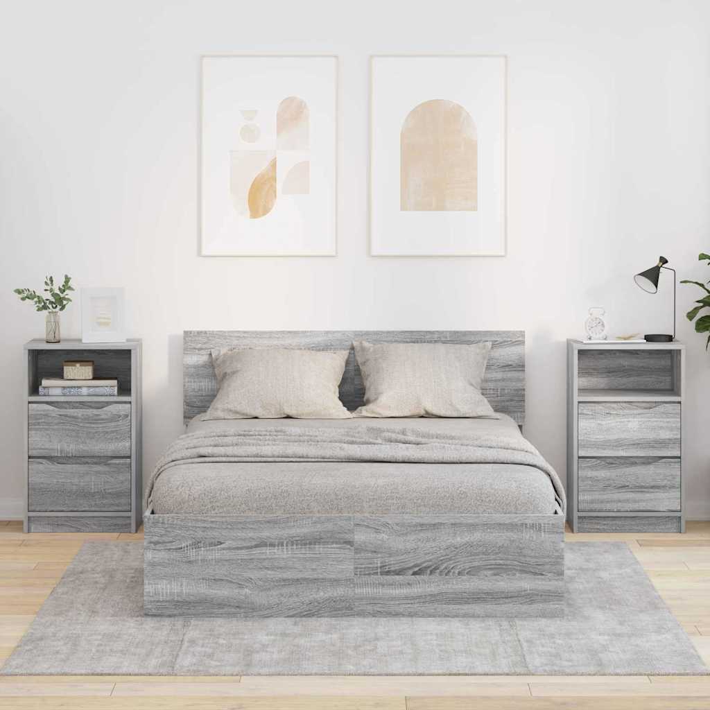 Κομοδίνα με συρτάρι 2 pcs Γκρίζο Σονομα 40 x 30 x 467 εκ