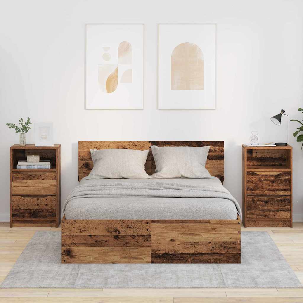 Κομοδίνα 2 pcs Παλιό Ξύλο 40 x 30 x 467 εκ Επεξεργασμένο ξύλο