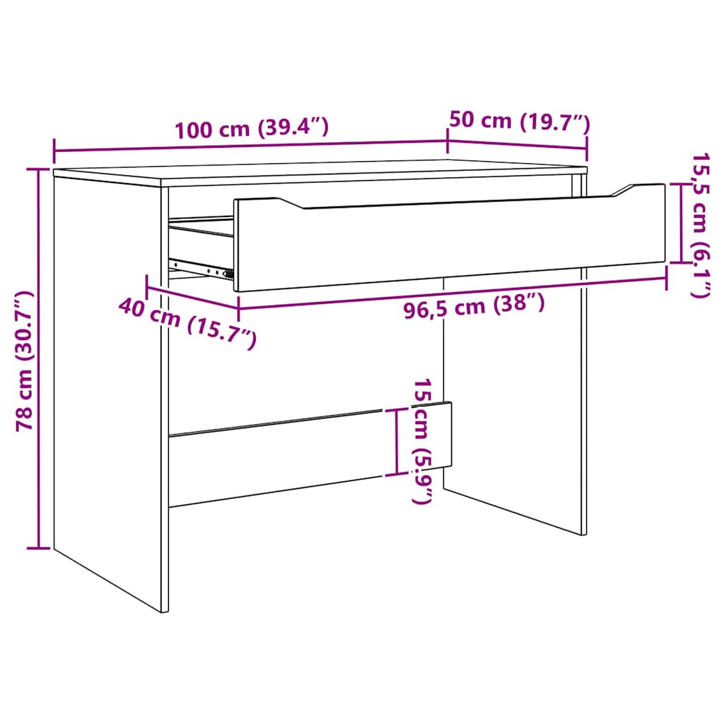Γραφείο με συρτάρι Μαύρο 100 x 50 x 78 εκ Επεξεργασμένο ξύλο - Pakobazaar