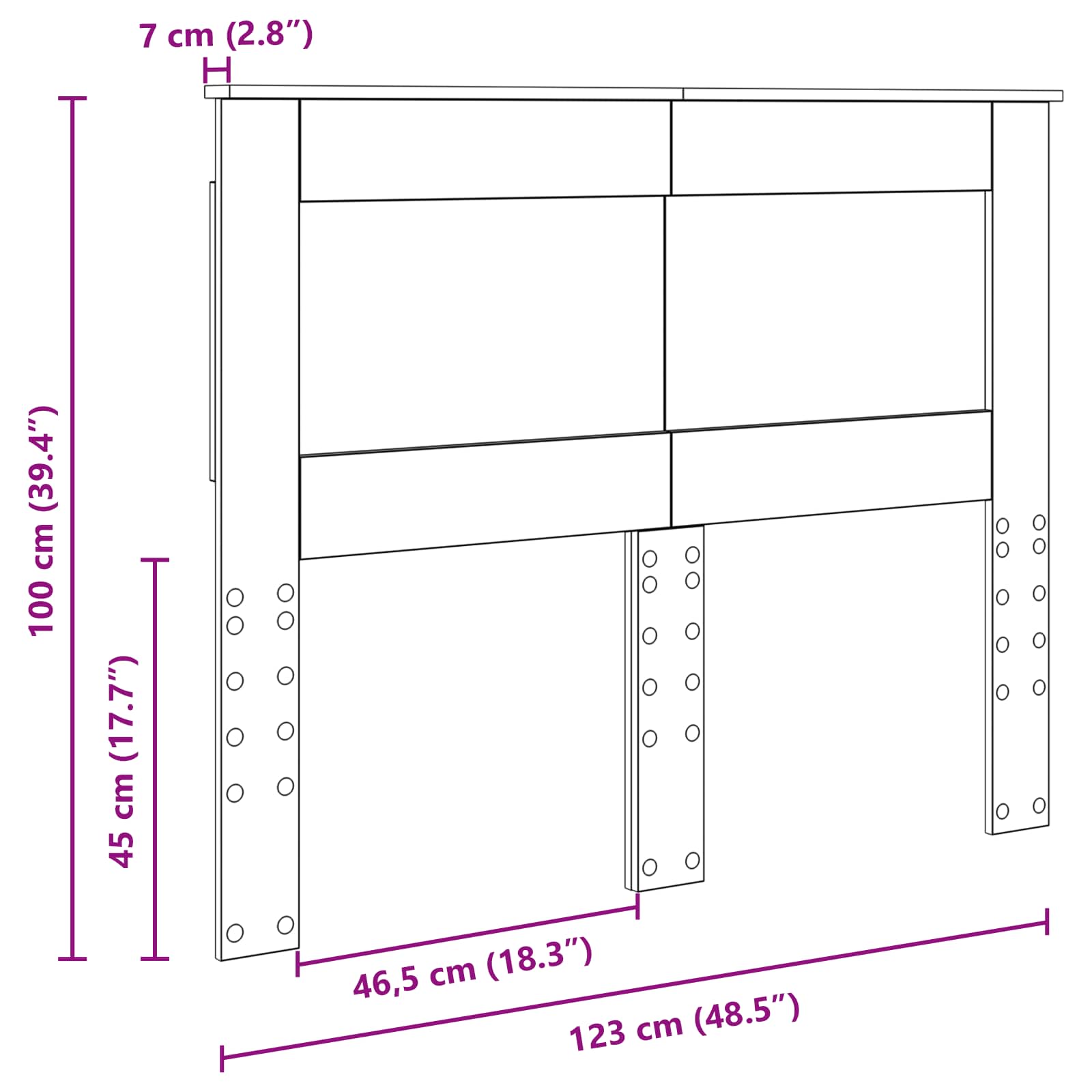 Κεφαλάρι με κεφαλάρι Καπνιστό Δρύς 120 cm Επεξεργασμένο ξύλο