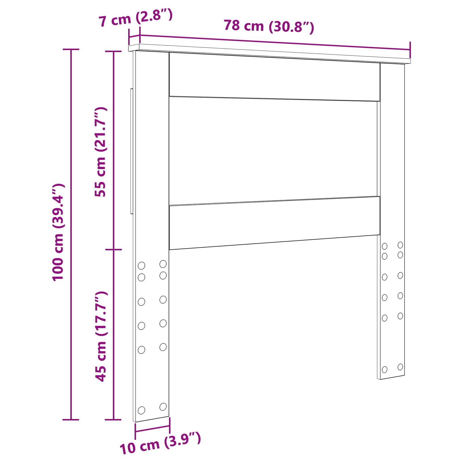 Κεφαλάρι με κεφαλάρι Λευκό 75 cm Επεξεργασμένο ξύλο