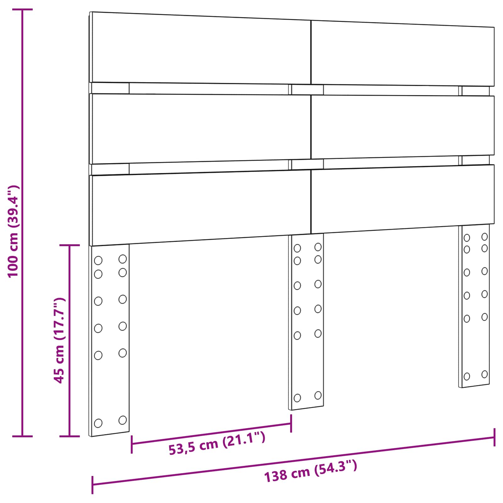 Κεφαλάρι Μαύρη Οξυά 135 cm Επεξεργασμένο ξύλο - Pakobazaar