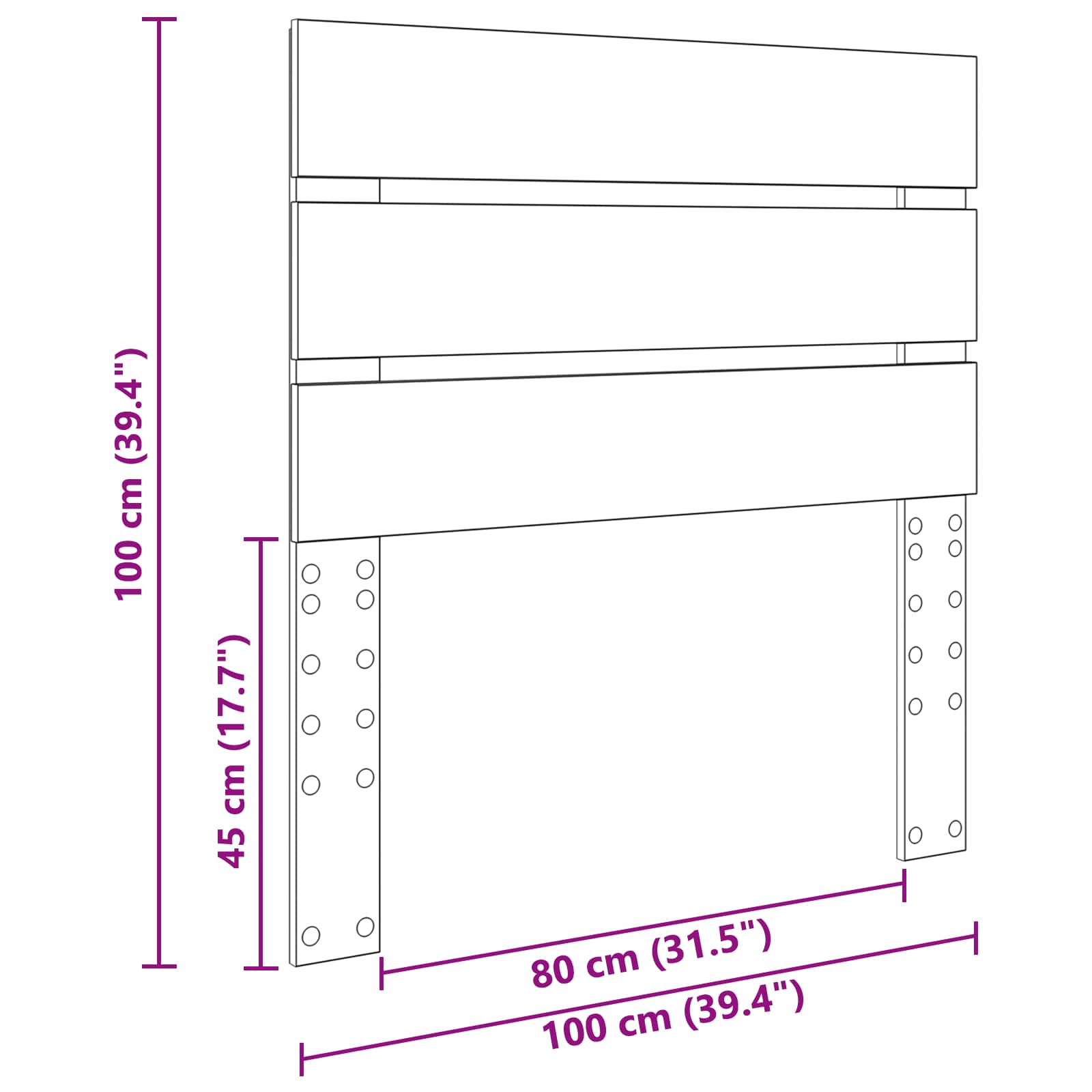 Κεφαλάρι Σκυρόδεμα Γκρι 100 cm Επεξεργασμένο ξύλο - Pakobazaar