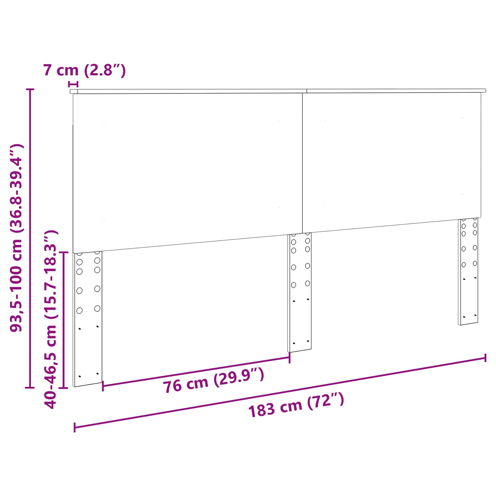 Κεφαλάρι Γκρίζο Σονομα 180 cm Επεξεργασμένο ξύλο - Pakobazaar