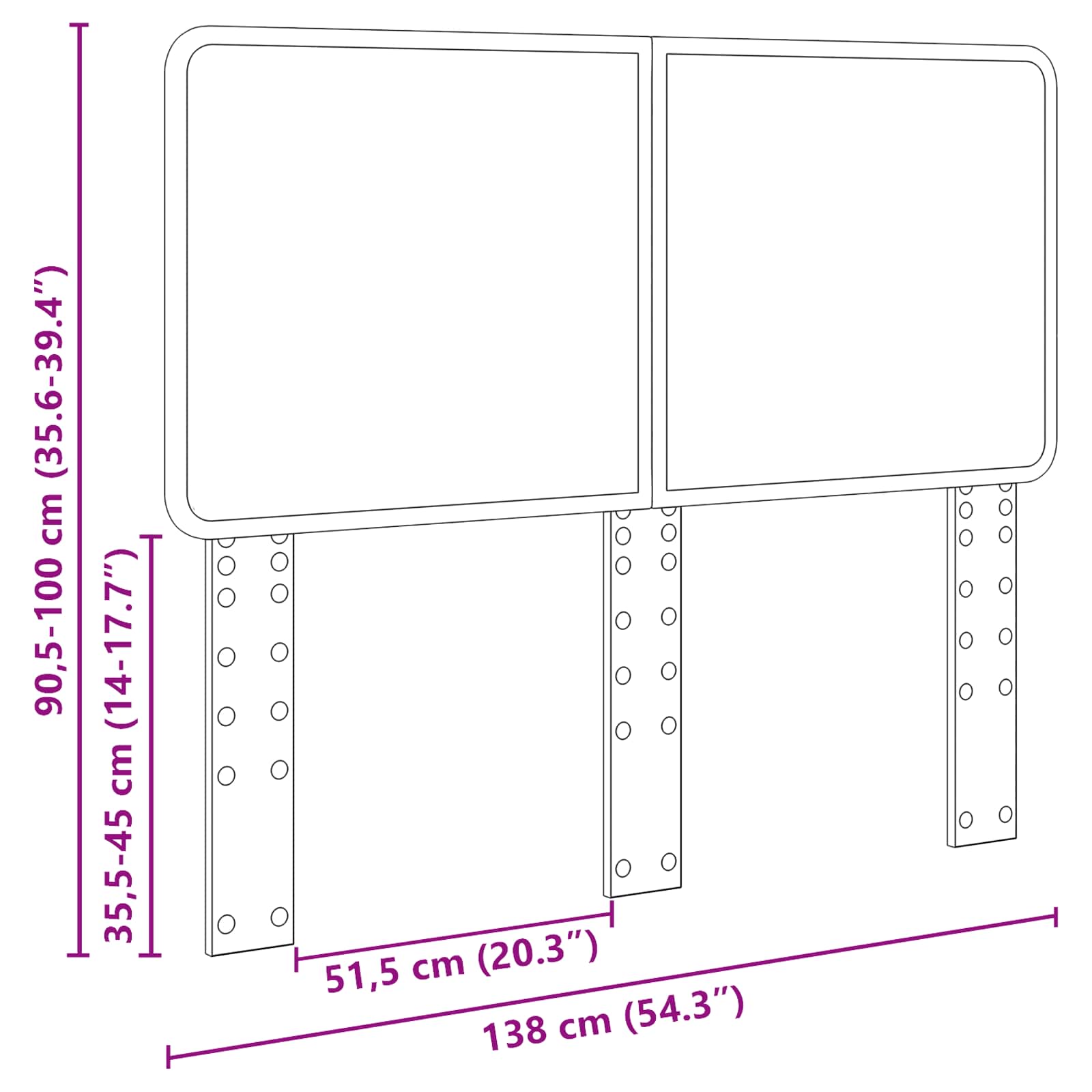 Κεφαλάρι Γκρίζο Σονομα 135 cm Επεξεργασμένο ξύλο - Pakobazaar