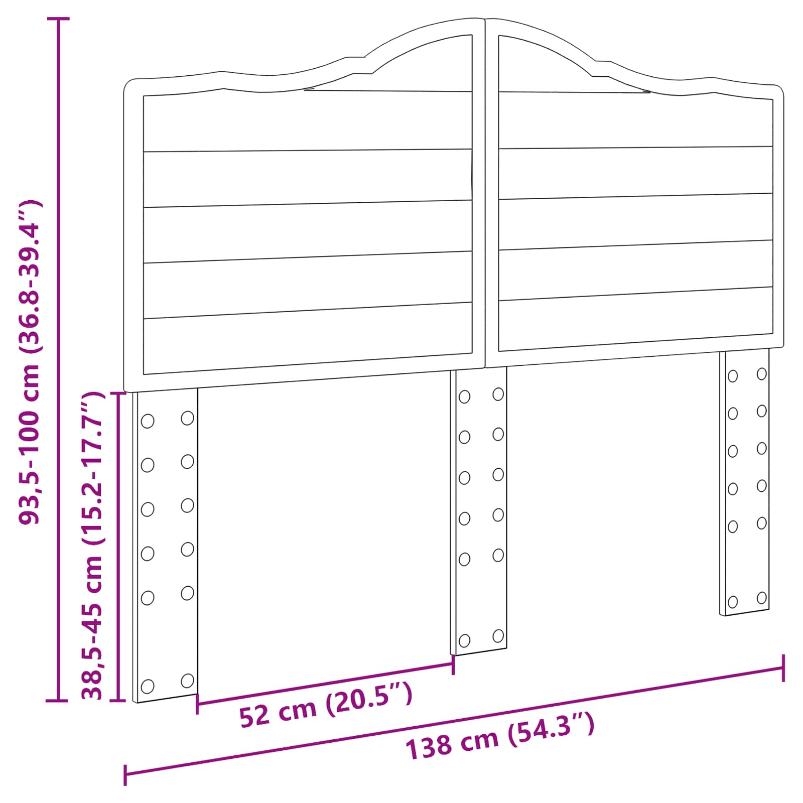 Κεφαλάρι Γκρίζο Σονομα 135 cm Επεξεργασμένο ξύλο - Pakobazaar