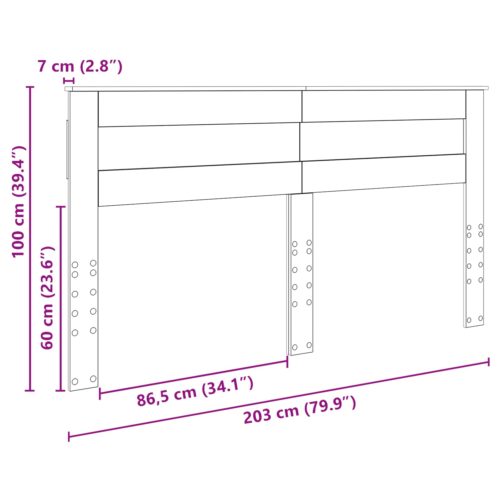 Κεφαλάρι Σκυρόδεμα Γκρι 200 cm Επεξεργασμένο ξύλο - Pakobazaar