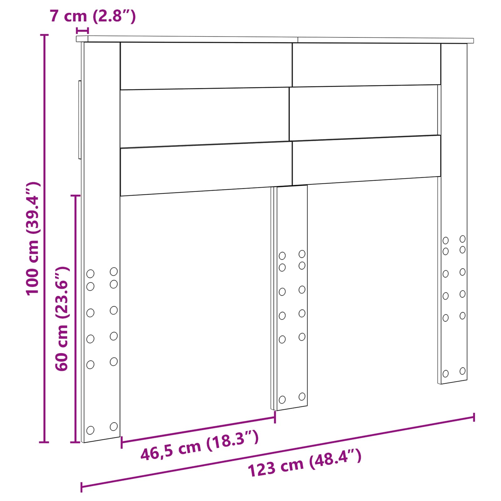Κεφαλάρι Γκρίζο Σονομα 120 cm Επεξεργασμένο ξύλο - Pakobazaar