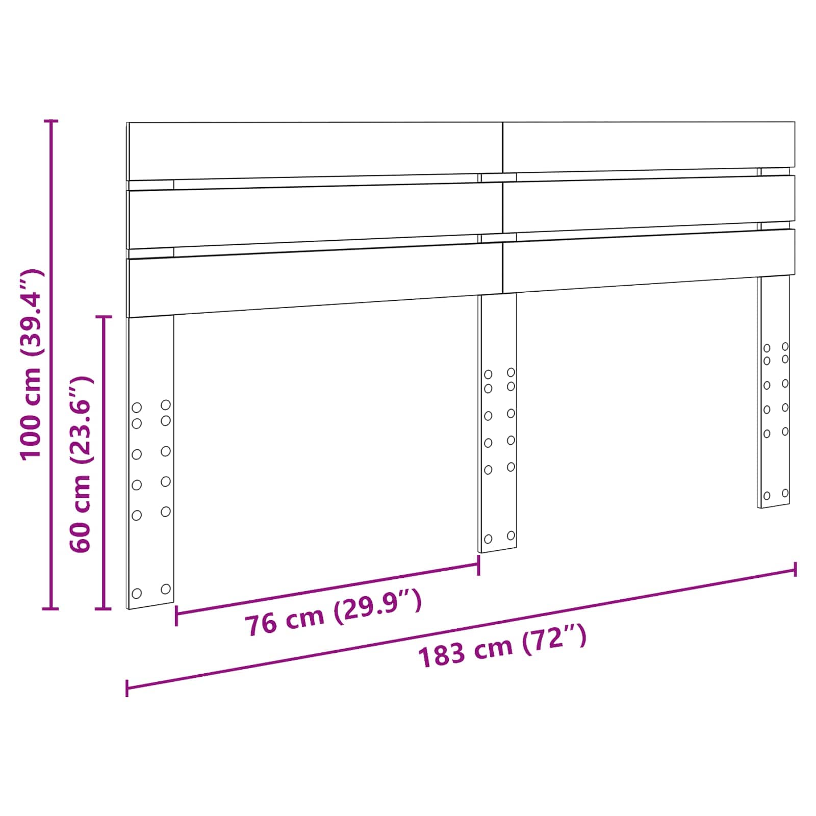 Κεφαλάρι Γκρίζο Σονομα 180 cm Επεξεργασμένο ξύλο - Pakobazaar