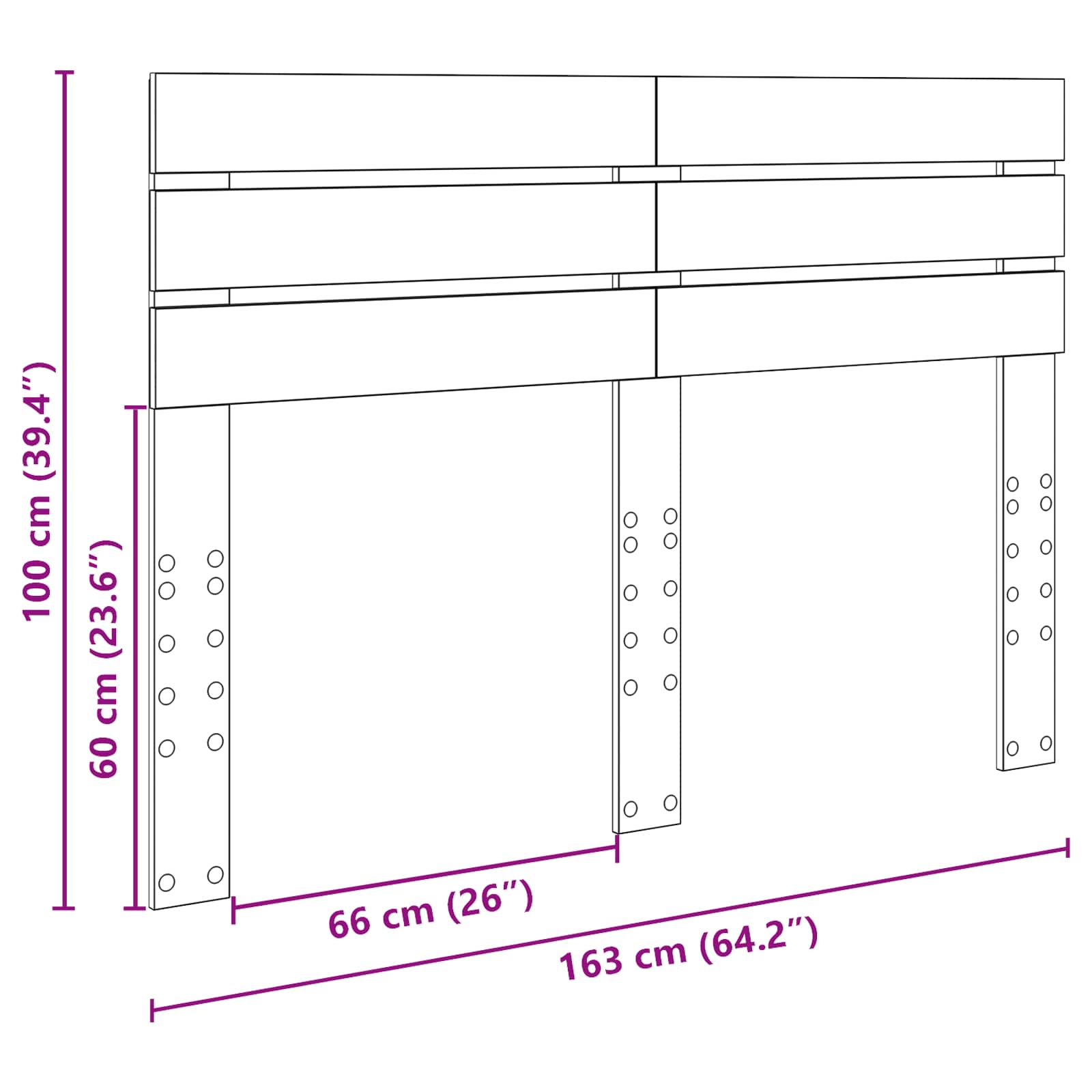 Κεφαλάρι Λευκό 160 cm Επεξεργασμένο ξύλο - Pakobazaar