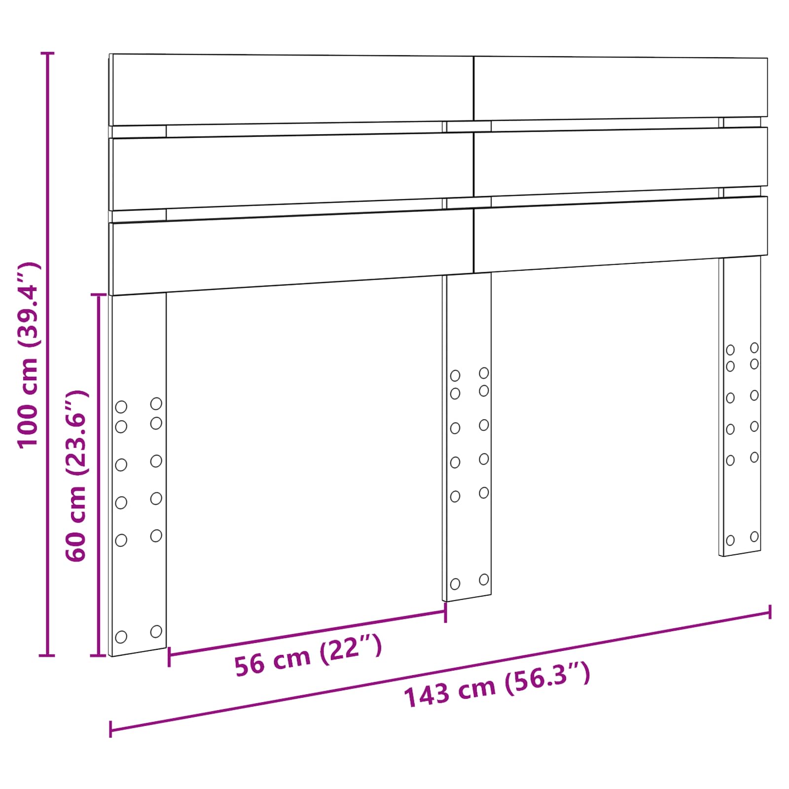 Κεφαλάρι Γκρίζο Σονομα 140 cm Επεξεργασμένο ξύλο - Pakobazaar