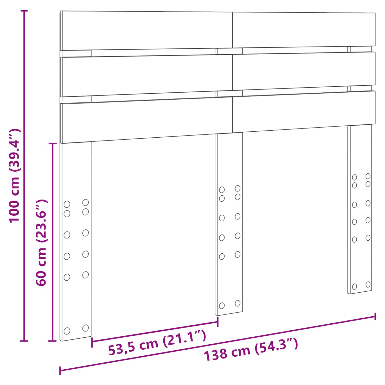 Κεφαλάρι Γκρίζο Σονομα 135 cm Επεξεργασμένο ξύλο - Pakobazaar