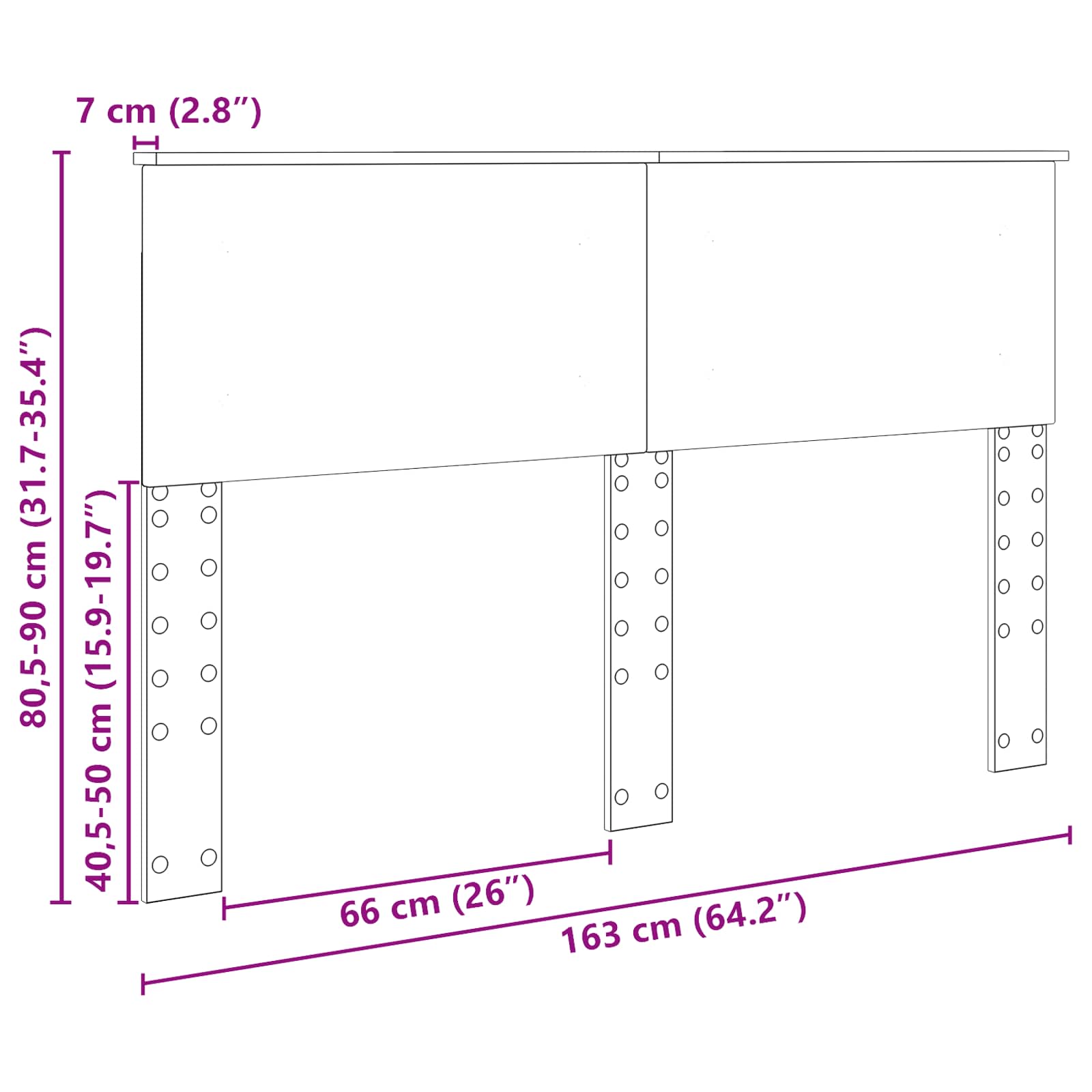 Κεφαλάρι Γκρίζο Σονομα 160 cm Επεξεργασμένο ξύλο - Pakobazaar