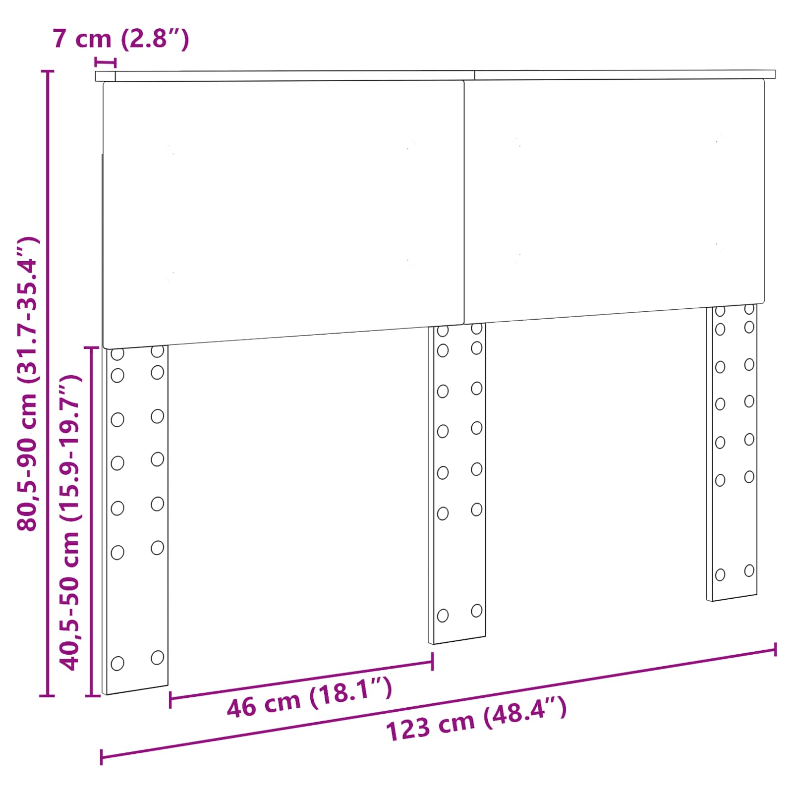 Κεφαλάρι Γκρίζο Σονομα 120 cm Επεξεργασμένο ξύλο - Pakobazaar