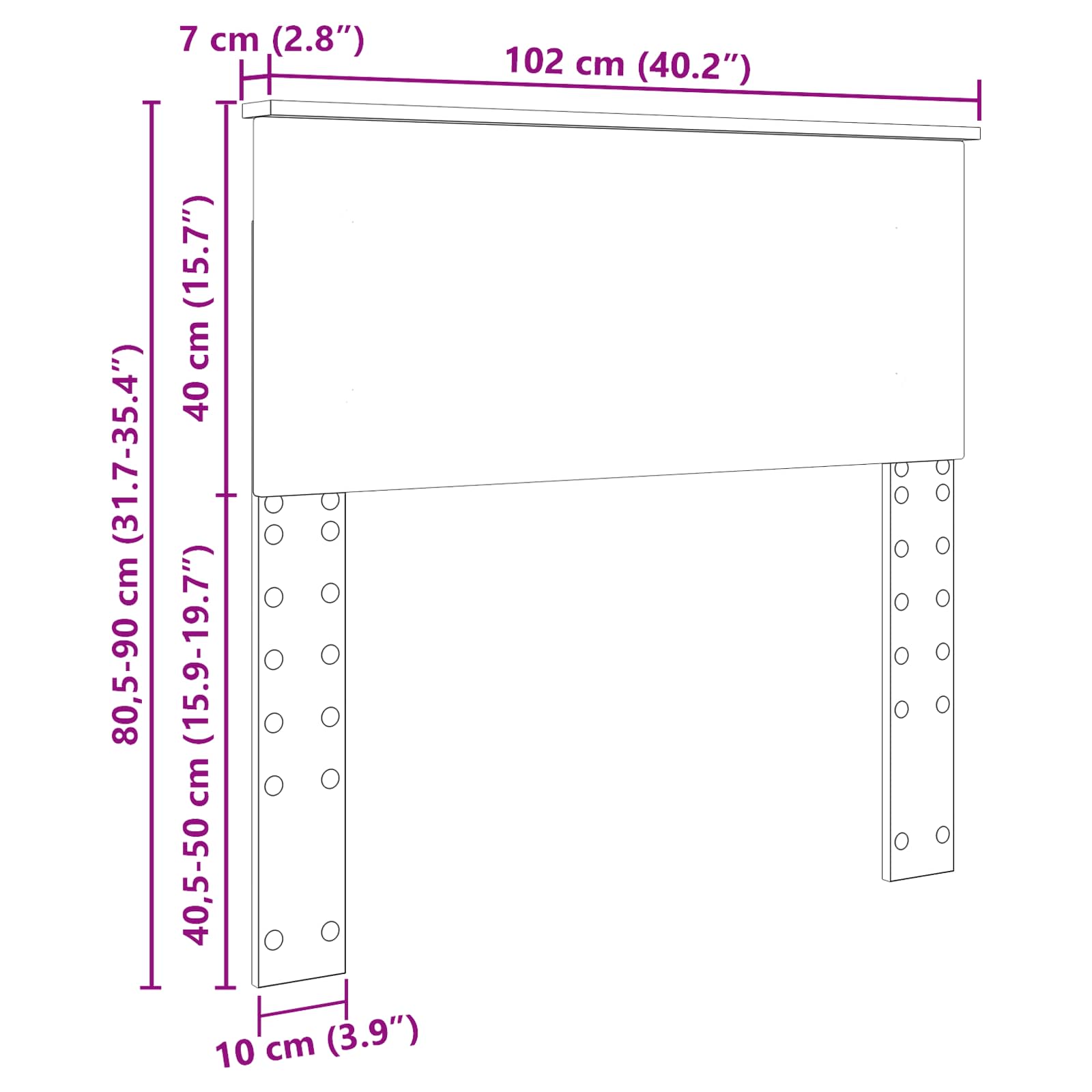 Κεφαλάρι Μαύρη Οξυά 100 cm Επεξεργασμένο ξύλο - Pakobazaar