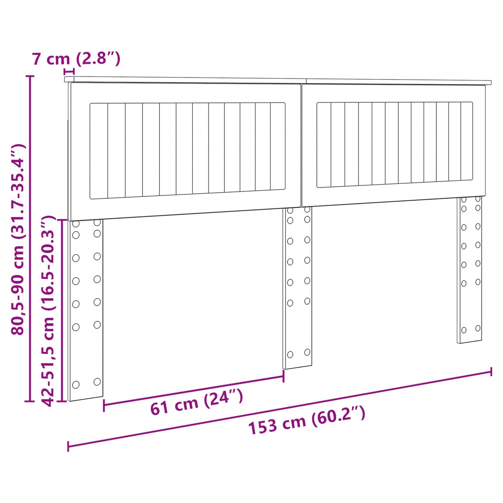 Κεφαλάρι Γκρίζο Σονομα 150 cm Επεξεργασμένο ξύλο - Pakobazaar