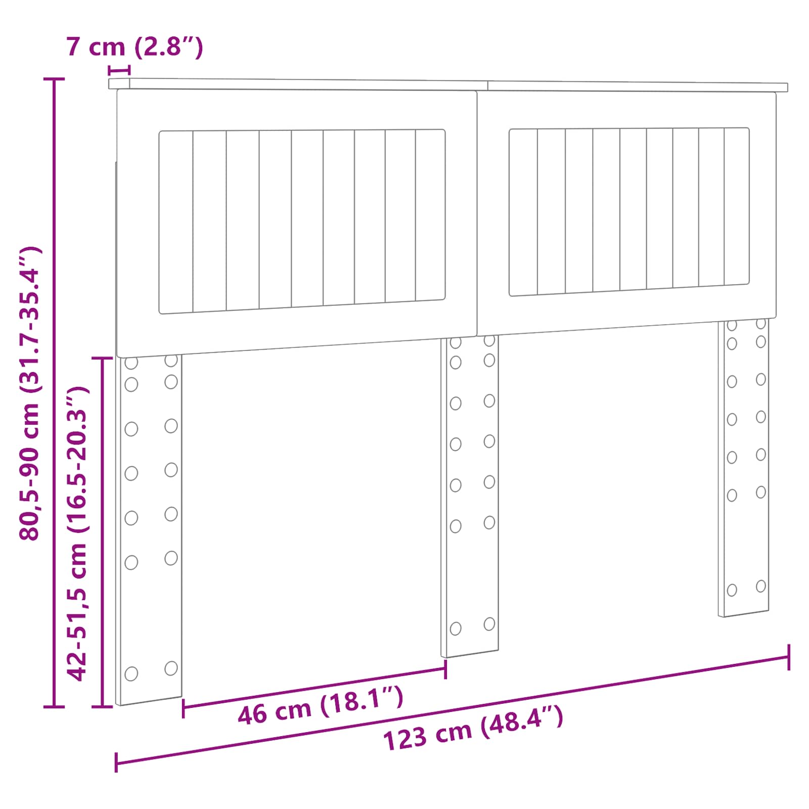 Κεφαλάρι Μαύρη Οξυά 120 cm Επεξεργασμένο ξύλο - Pakobazaar