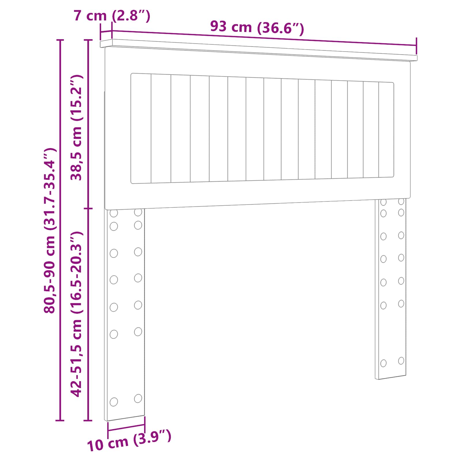Κεφαλάρι Λαμπερό Λευκό 90 cm Επεξεργασμένο ξύλο - Pakobazaar