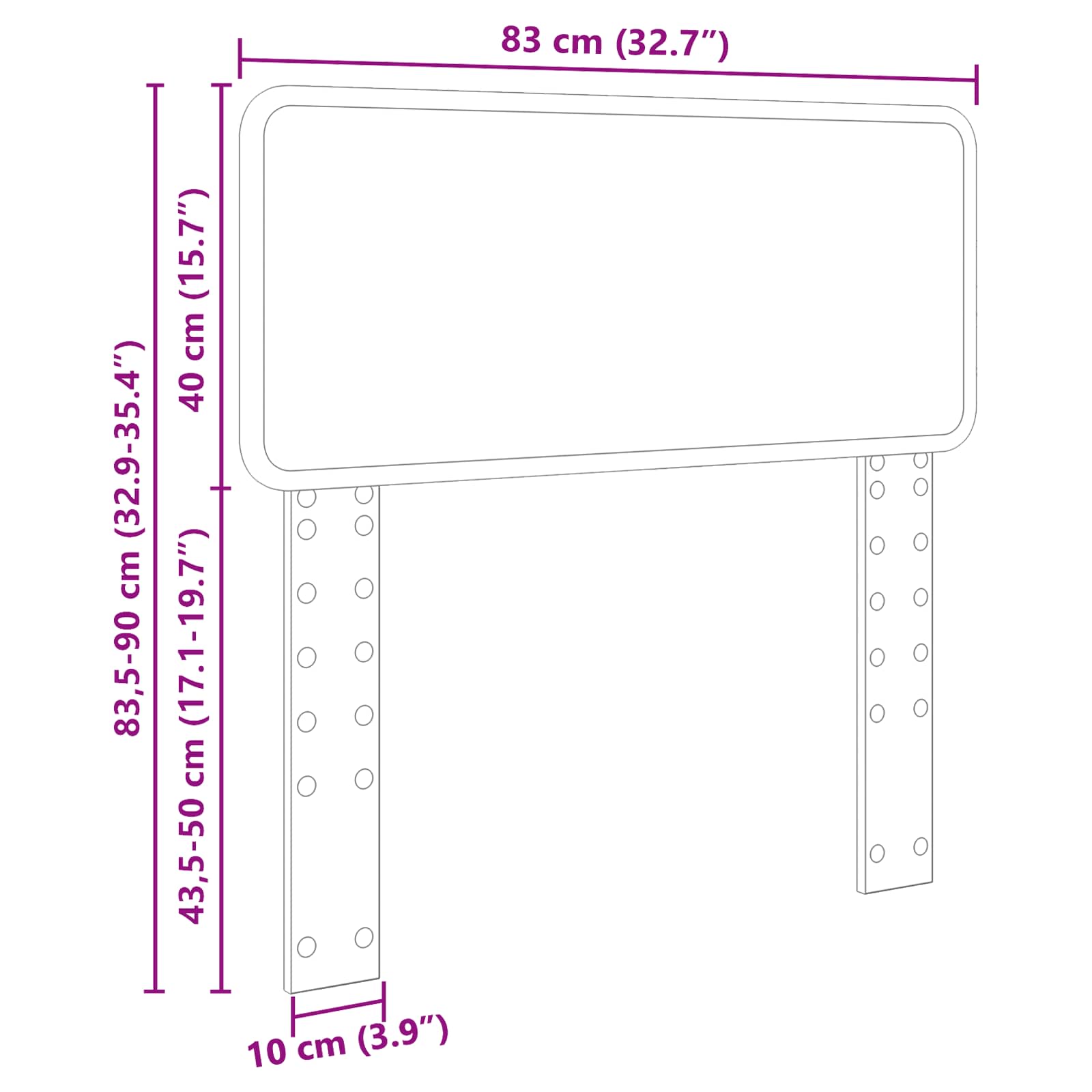 Κεφαλάρι Γκρίζο Σονομα 80 cm Επεξεργασμένο ξύλο - Pakobazaar