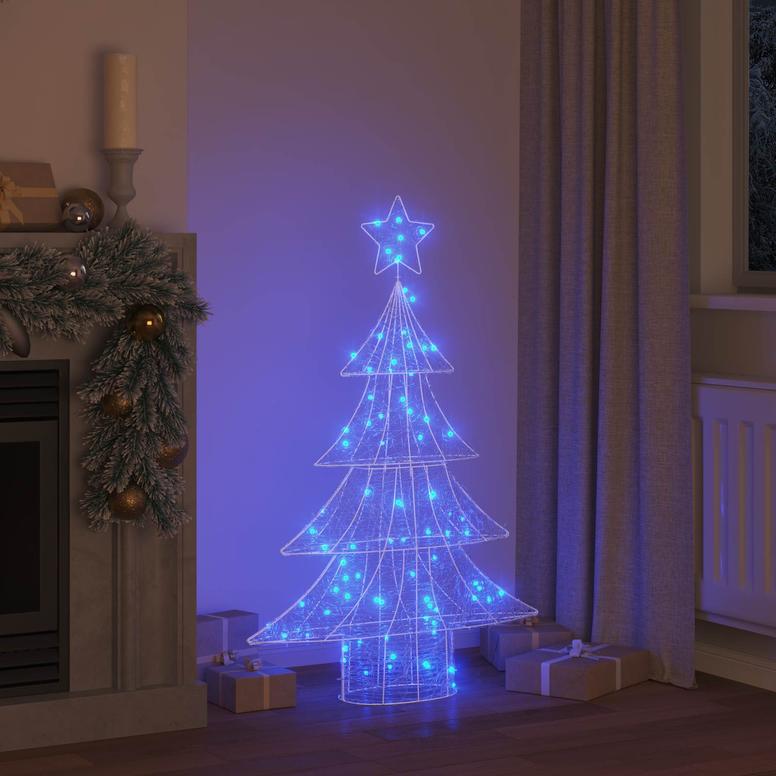 Χριστουγεννιάτικο Δέντρο με 100 LED Μπλε 120 cm Ακρυλικό - Pakobazaar
