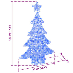 Χριστουγεννιάτικο Δέντρο με 100 LED Μπλε 120 cm Ακρυλικό - Pakobazaar