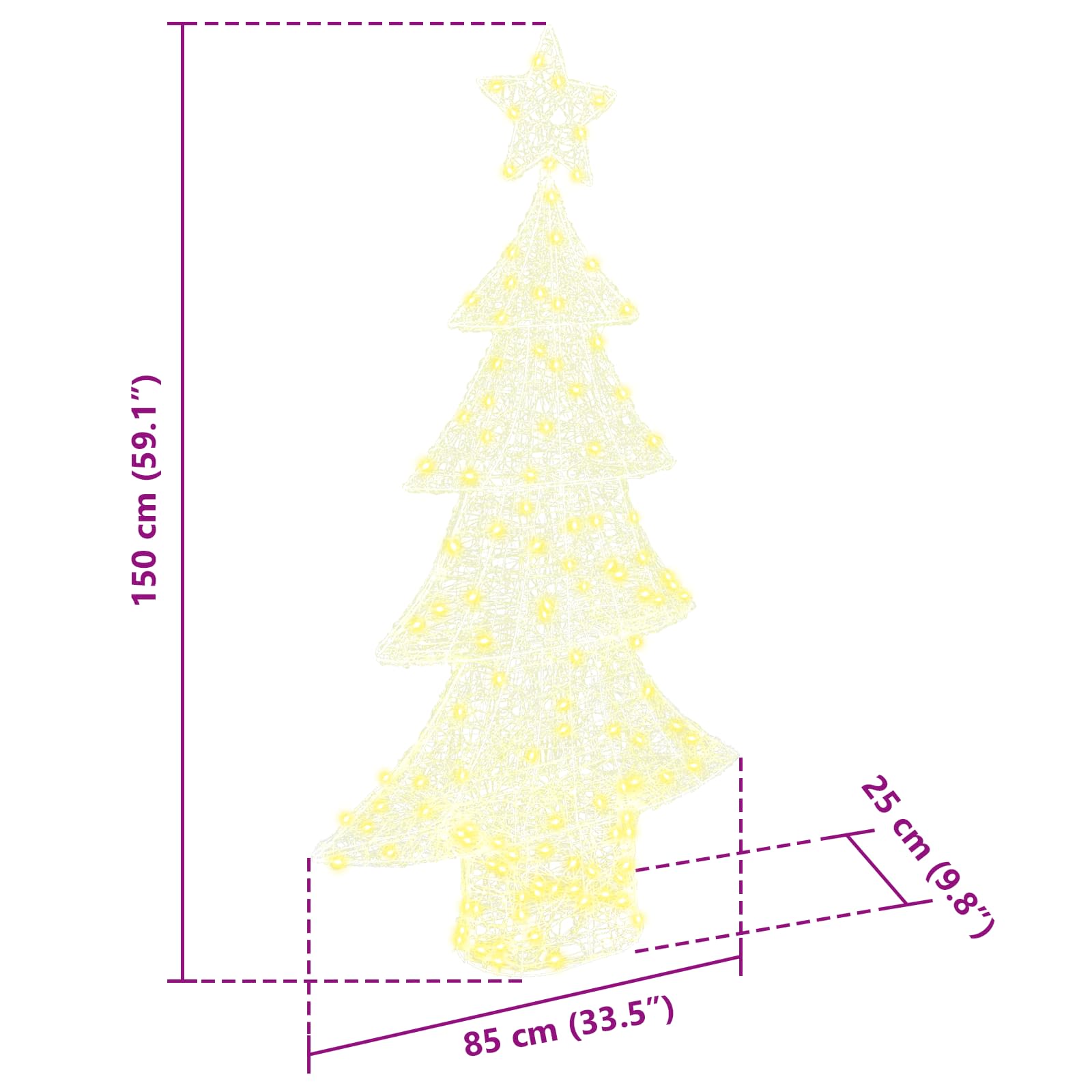 Χριστουγεννιάτικο Δέντρο με 160 LED Θερμό λευκό 150 cm Ακρυλικό - Pakobazaar