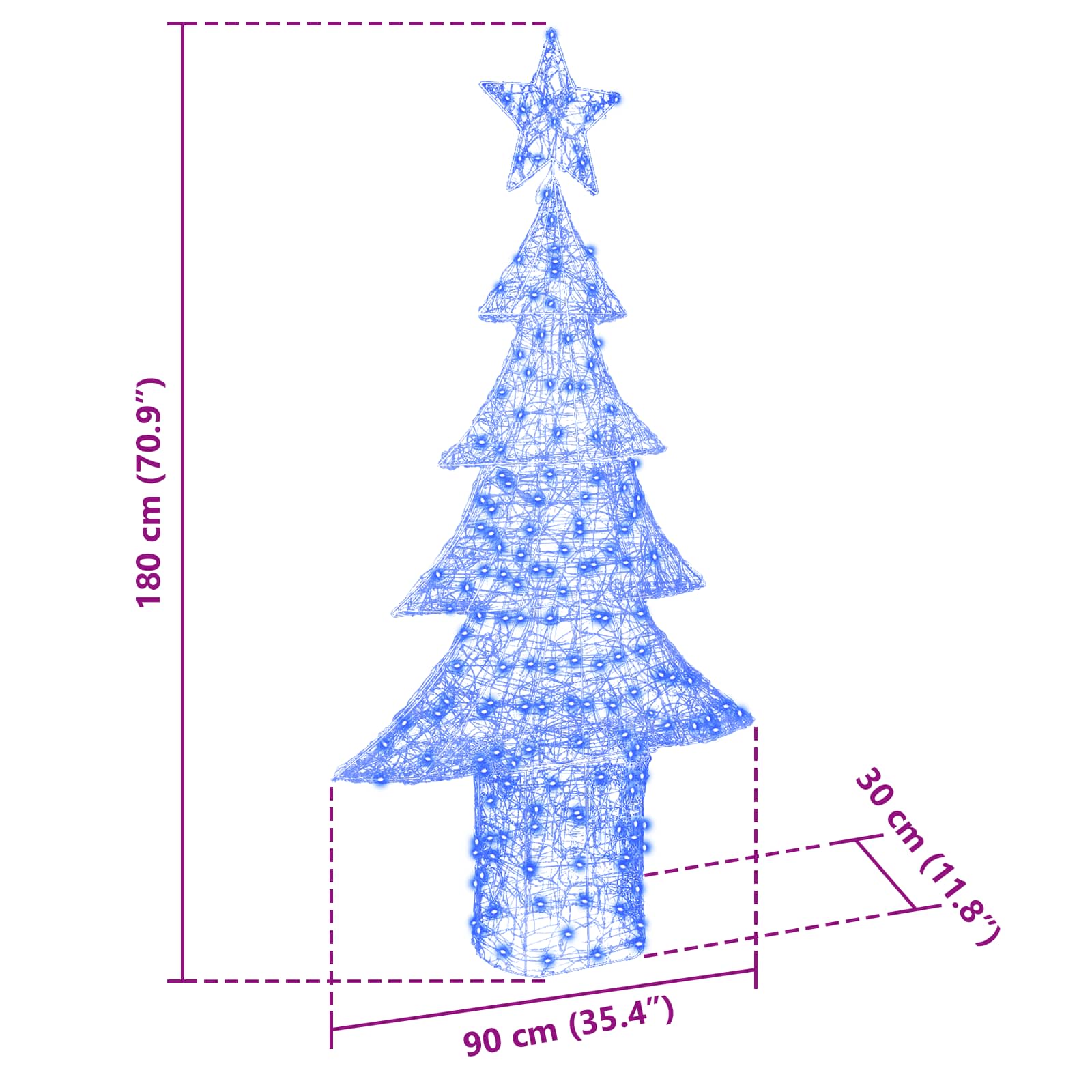Χριστουγεννιάτικο Δέντρο με 240 LED Μπλε 180 cm Ακρυλικό - Pakobazaar