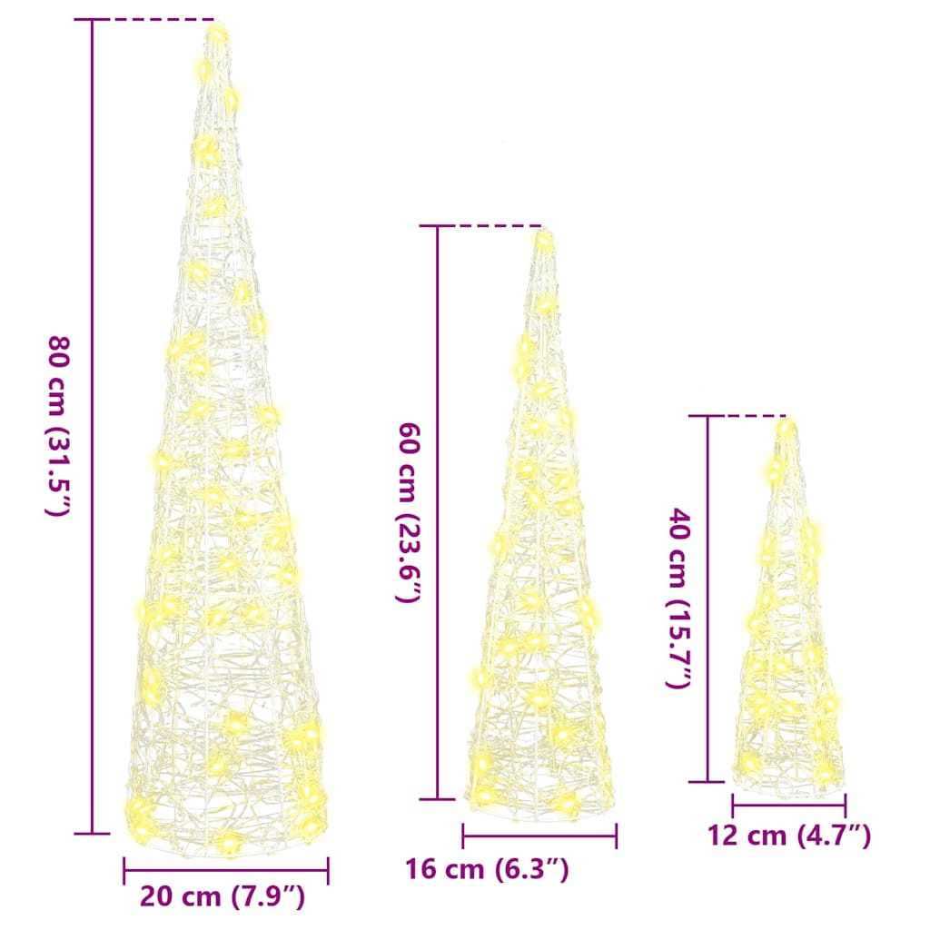 Χριστουγεννιάτικο Δέντρο 3 pcs Θερμό λευκό 20 x 20 x 80 εκ - Pakobazaar