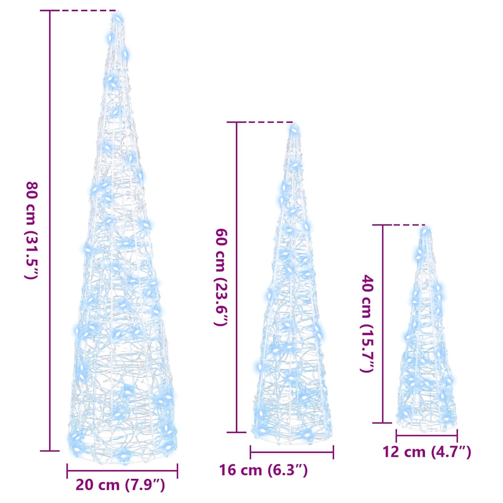 Χριστουγεννιάτικο Δέντρο 3 pcs Ψυχρό λευκό 20 x 20 x 80 εκ - Pakobazaar